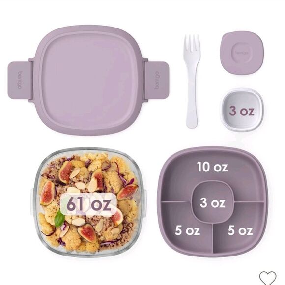 Bentgo 7.6C Glass All-in-One Salad Container- Rose - Picture 3 of 13